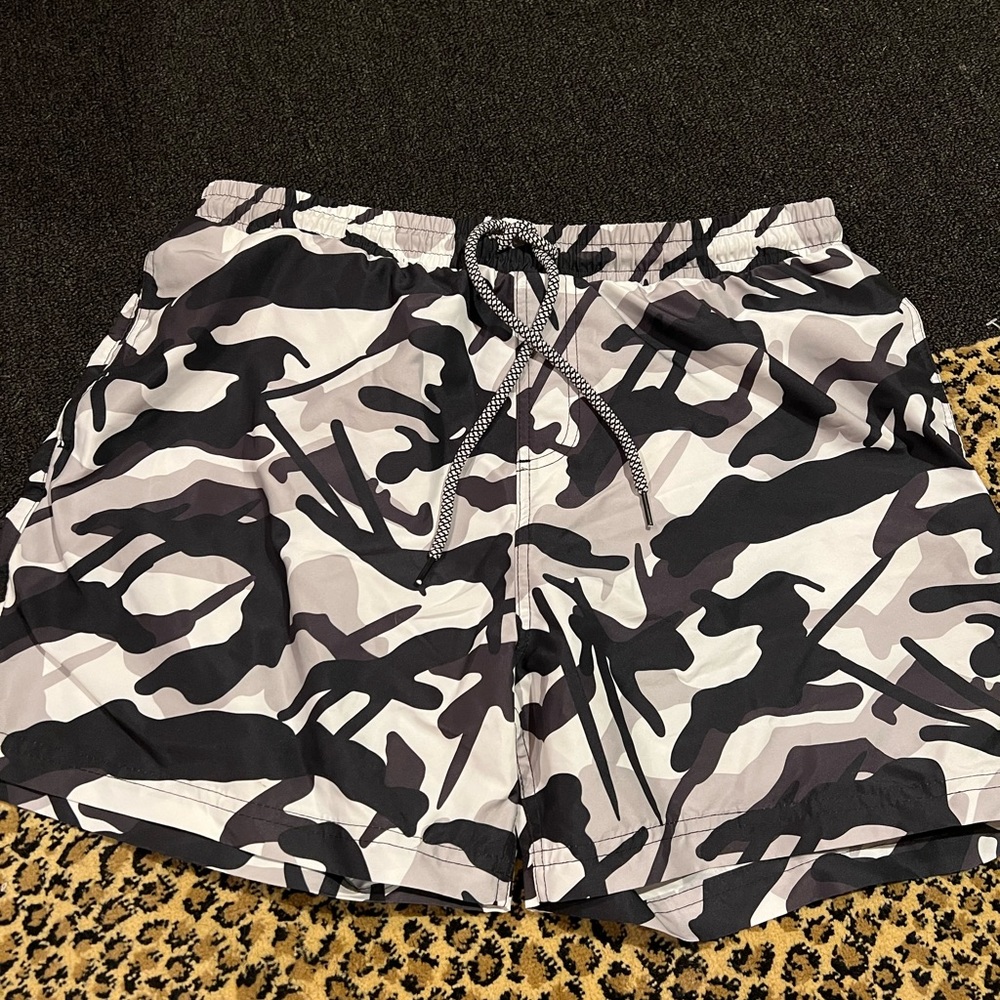 Mens camo swim trunks